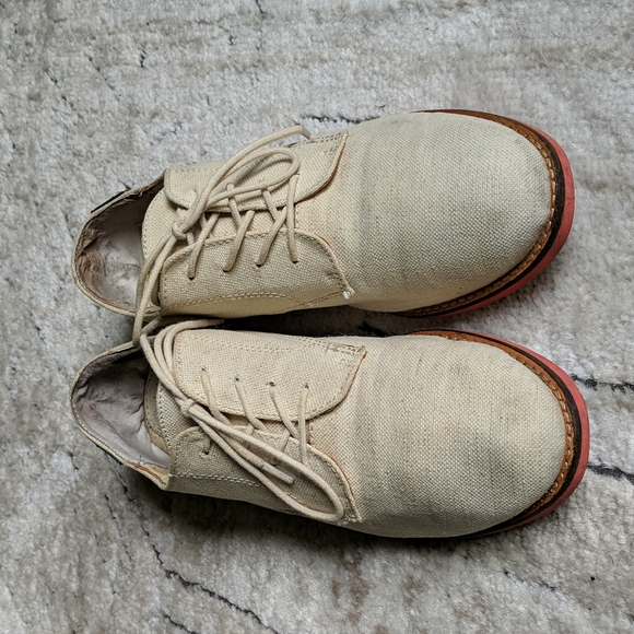 GH Bass & Co beige textile upper oxford shoes size 8.5 - Picture 2 of 15